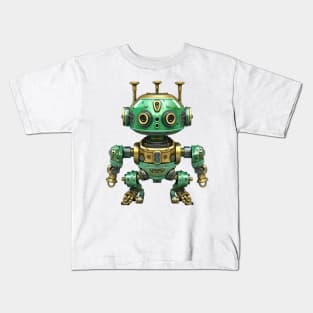 Steampunk Green Robot #3 Kids T-Shirt